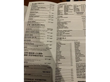 Cabo Wabo Cantina menu photo