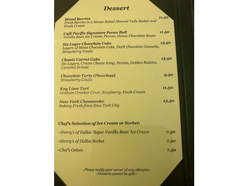 Cafe Pacific menu photo