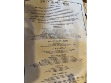 Cafe Vico Restaurant menu photo