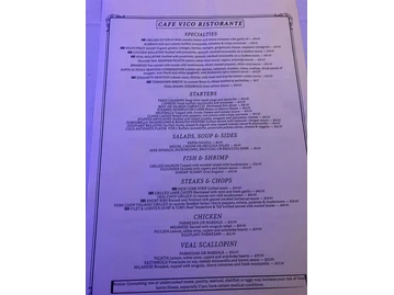 Cafe Vico Restaurant menu photo