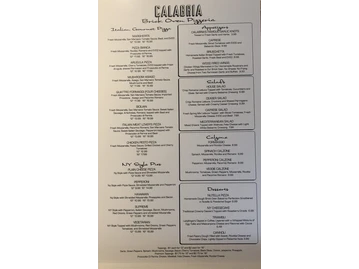Calabria Brickoven Pizzeria menu photo
