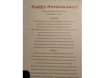 Canoe menu photo