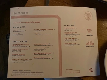 Canon | East Sacramento menu photo