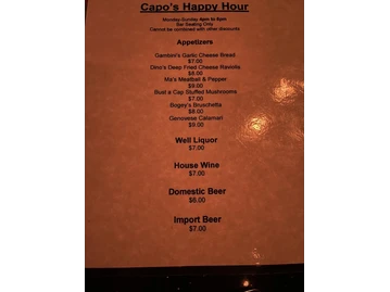 Capo's Restaurant and Speakeasy menu photo