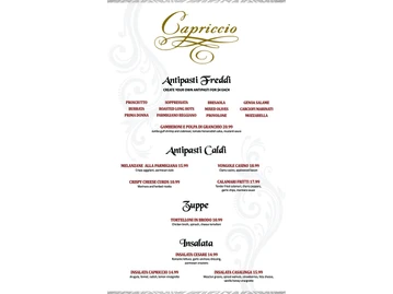 Capriccio menu photo