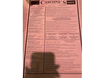 Cascone's menu photo