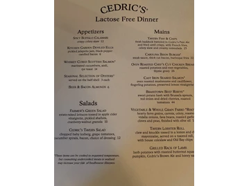 Cedric's Tavern menu photo