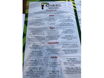 Ceviche's menu photo