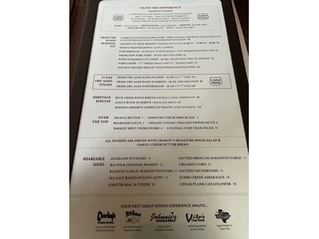 Charley's Steak House menu photo