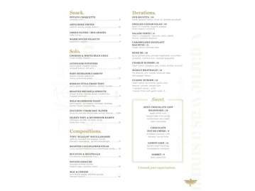 Charlie was a sinner. menu photo