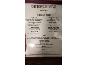 Chef Geoff's menu photo