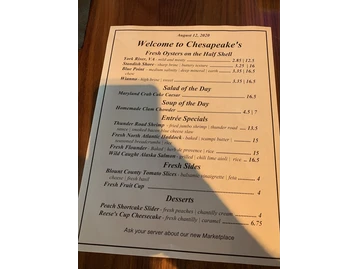 Chesapeake's Seafood Restaurant & Raw Bar menu photo