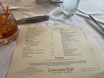Chicago Cut Steakhouse menu photo