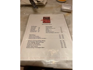 Chin Chin Las Vegas menu photo