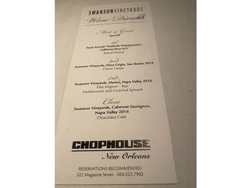 Chophouse New Orleans menu photo