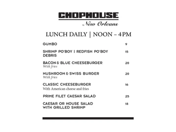 Chophouse New Orleans menu photo