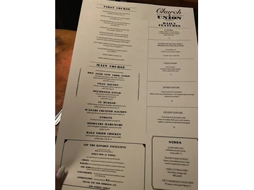Church and Union Charlotte menu photo