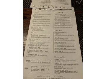 Churchill's menu photo