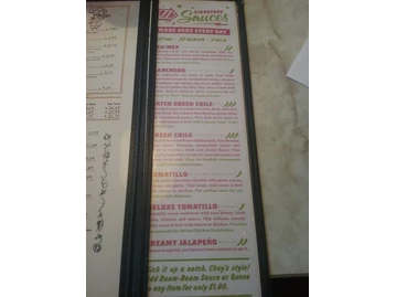 Chuy's menu photo