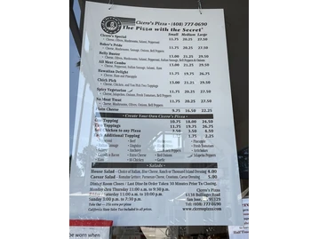 Cicero's Pizza menu photo