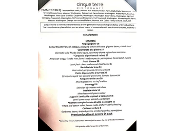 Cinque Terre Ristorante menu photo