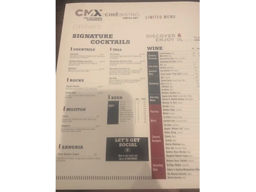 CMX CinéBistro Siesta Key menu photo