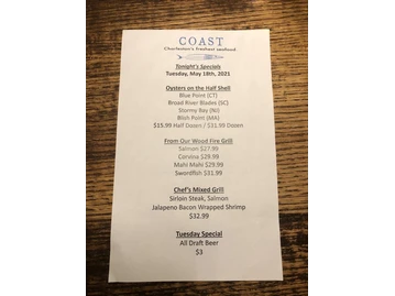 Coast Bar & Grill menu photo
