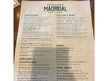 Cocina Madrigal Tacos + Tequila menu photo