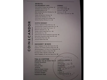 Coin & Candor menu photo