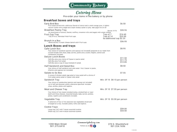Community Bakery menu photo