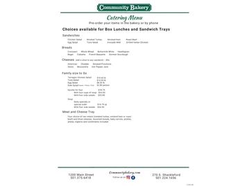 Community Bakery menu photo
