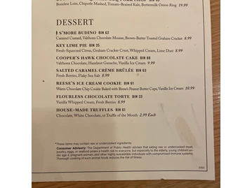 Cooper's Hawk Winery & Restaurants menu photo