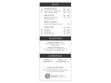 Cooper’s Hawk Winery & Restaurant menu photo