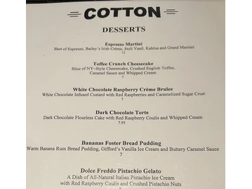 Cotton Restaurant menu photo