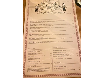 Craft & Commerce menu photo