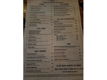 Crudo menu photo