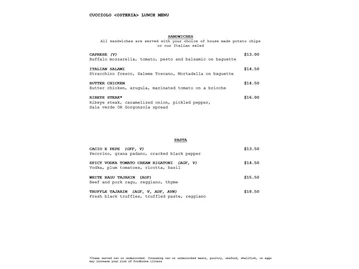 Cucciolo Osteria menu photo