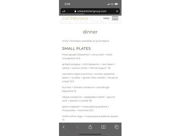 CUCINA urbana menu photo