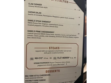Daniel's Broiler menu photo