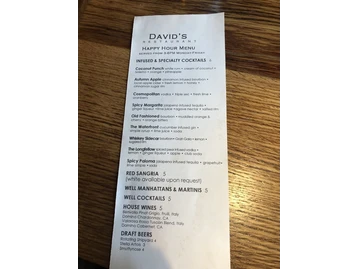 David's Restaurant menu photo