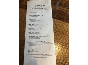 David's Restaurant menu photo