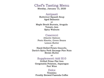 Davio’s Northern Italian Steakhouse menu photo