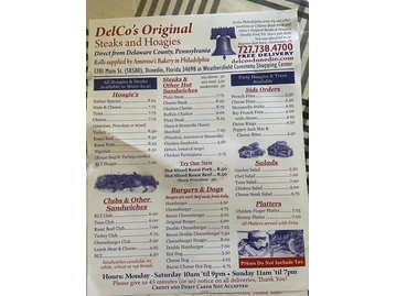 Delco's Original Steaks menu photo
