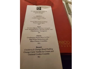 Delmonico Steakhouse menu photo