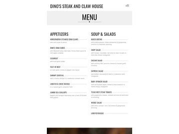 Dino’s Steak and Claw House menu photo