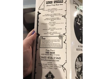 Dirty Dave's Pizza Parlor menu photo
