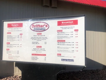 Drifter's Hamburgers menu photo