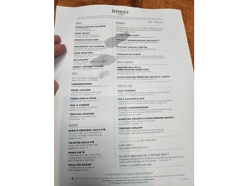 Duke's Kauai menu photo