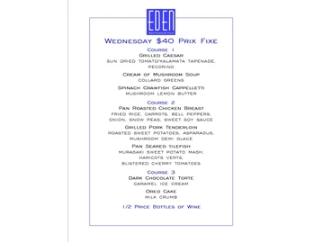 Eden menu photo