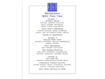 Eden menu photo